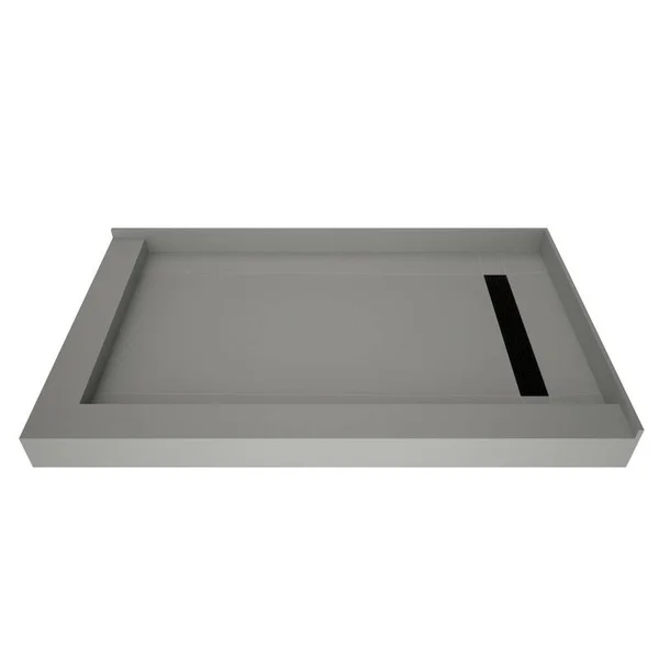 Tile Redi RT3048RDL-PVC-2.5 Redi Trench 48x22 x 30x22 Rectangular Shower Base with Double Threshold and Right Drain Grey w/ Matt