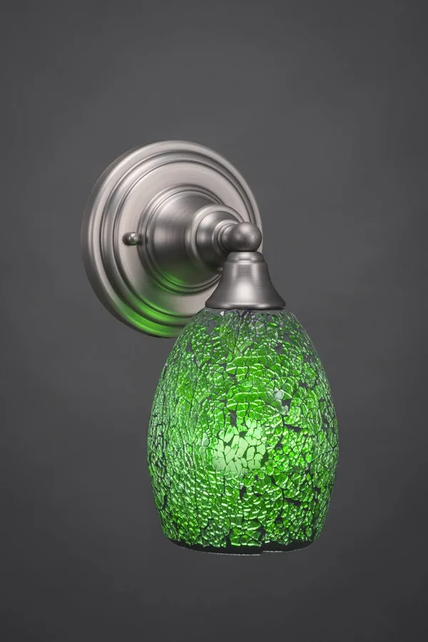 Toltec Lighting 40-BN-5057 Wall Sconce with 5x22 Green Fusion Glass, Brushed Nickel Finish
