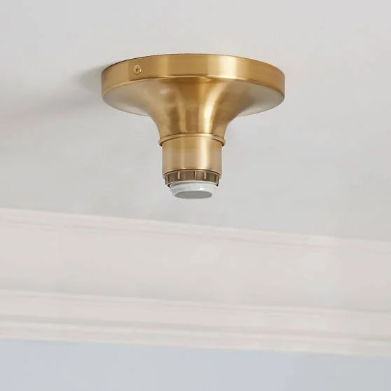 Sculptural Glass Flushmount Canopy Damp UL, Flushmount, Brushed Brass