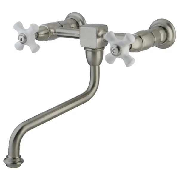 Kingston Brass KS1218PX Wall Mount Bathroom Faucet, Brushed Nickel