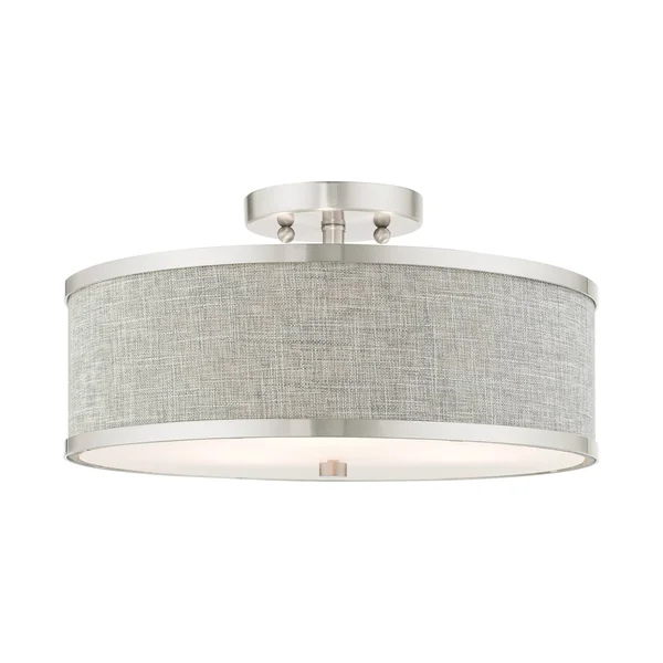 Livex Lighting Park Ridge 3 Light Brushed Nickel Semi Flush Mount 60423-91