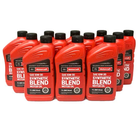 Motorcraft SAE 10W30 Synthetic Blend Motor Oil 12 Quarts Ford OEM Oil Change